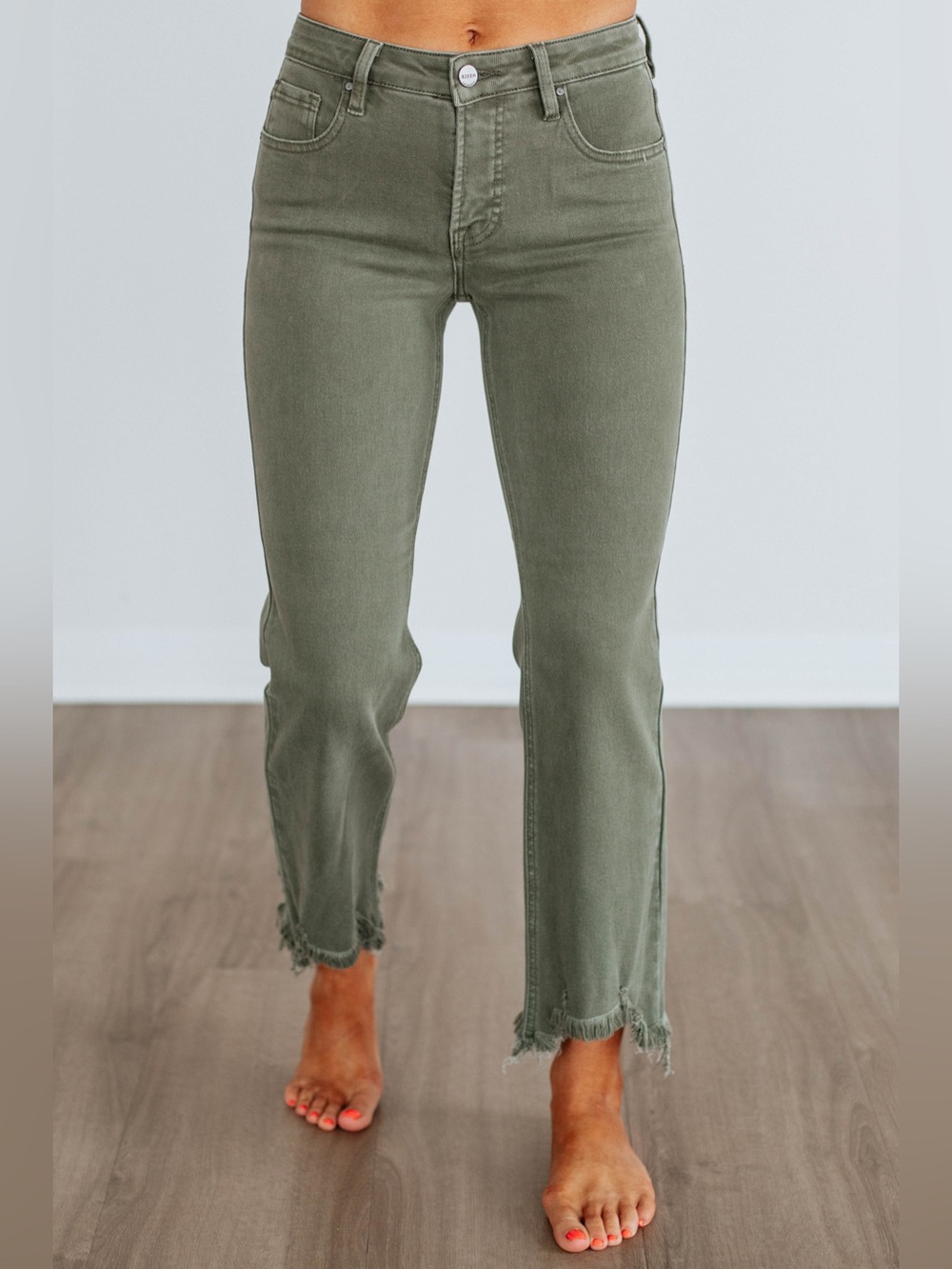 NWOT; wild oak boutique NEONA RISEN JEANS - DARK OLIVE